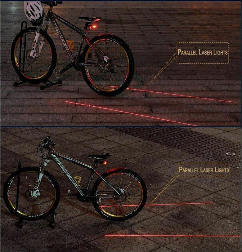 2Laser +5 LED Flashing Lamp Light Rear Cycling Bicycle Bike Tail Safety Warning