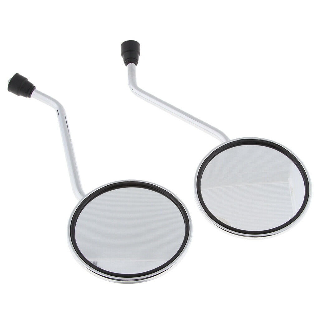 1 Pair Chrome Motorcycle Handlebar Round Rear View Side Mirror 10mm