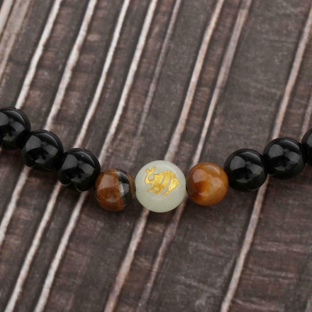 Fashion Chinese Zodiac Obsidian Beads Multilayer Bracelet Jewelry Rabbit