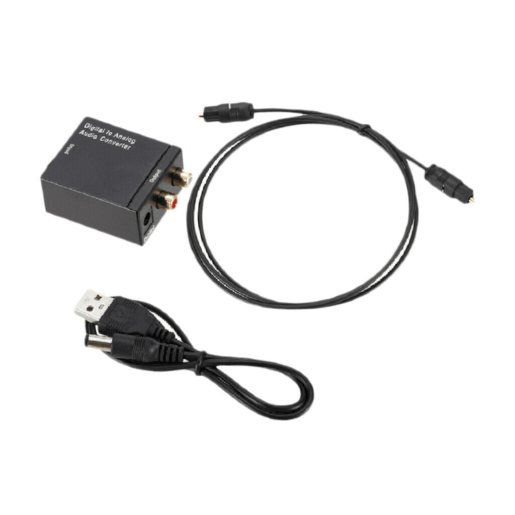 Digital  SPDIF Coax To Analog RCA Audio Adapter W/USB Optical Cable