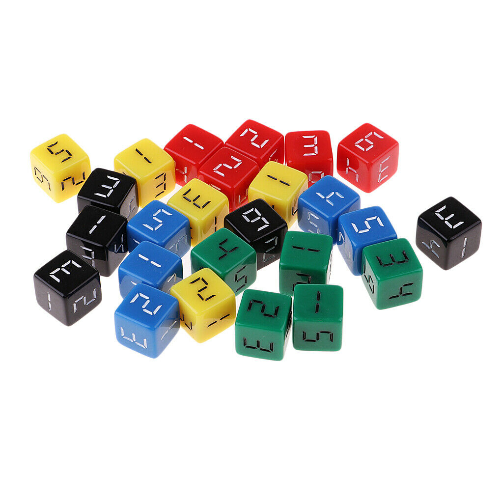 25Pcs Colorful 6 Side 1-6 Digital Dice Set for Kids Math MTG DND Board Game