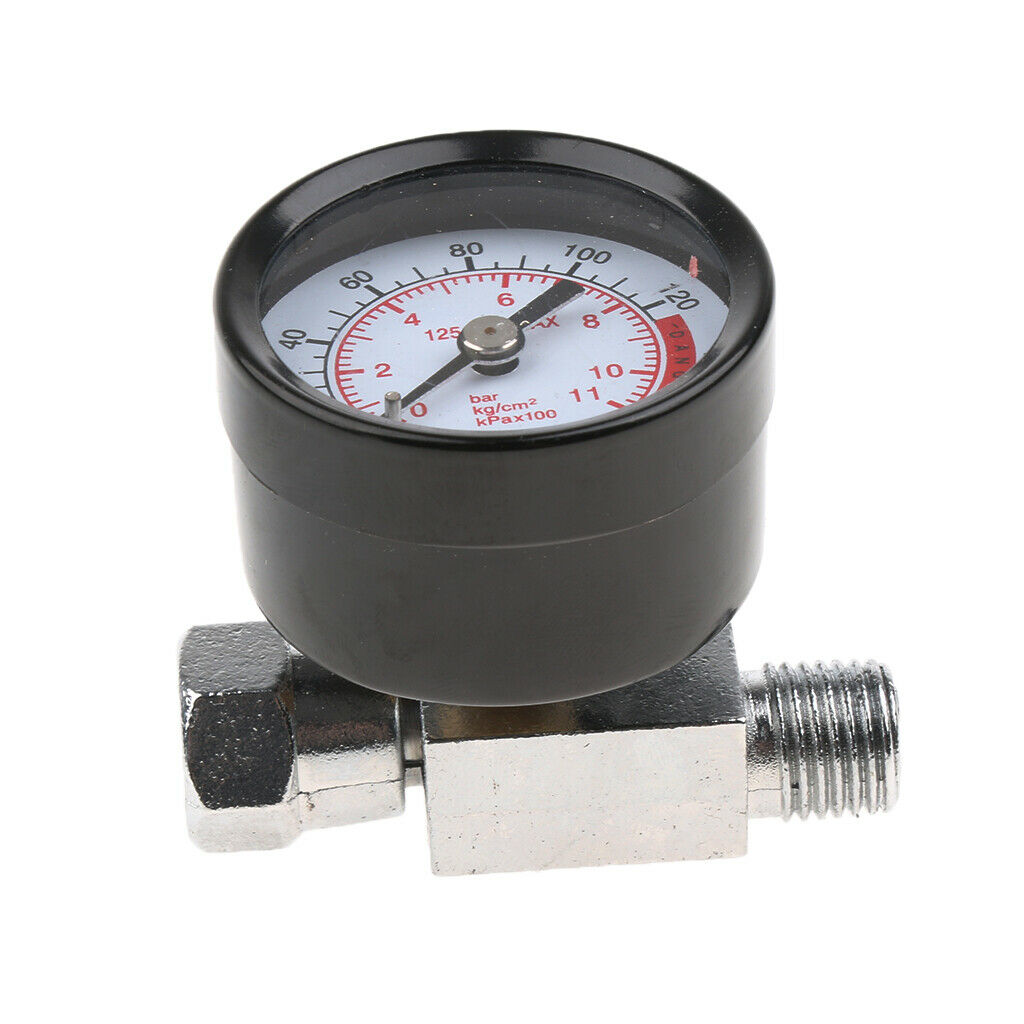 1/4'' Adjustable Mini Pressure Regulator Dial Gauge Spray Gun Air Control