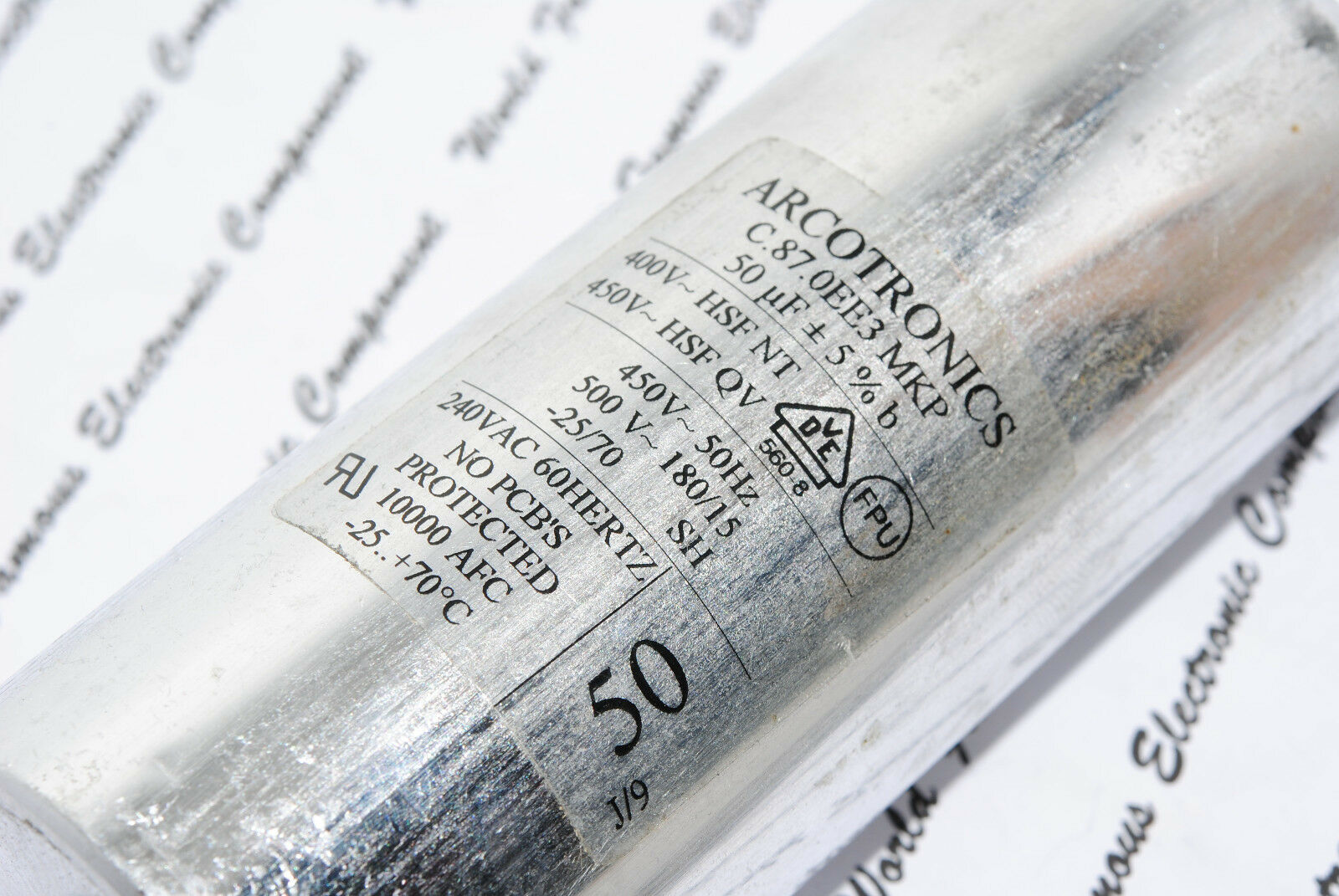 1pcs - ARCOTRONICS 50uF /50µF 450V(50Hz)  500V(180/15) Capacitor - C.87.0EE3 MKP