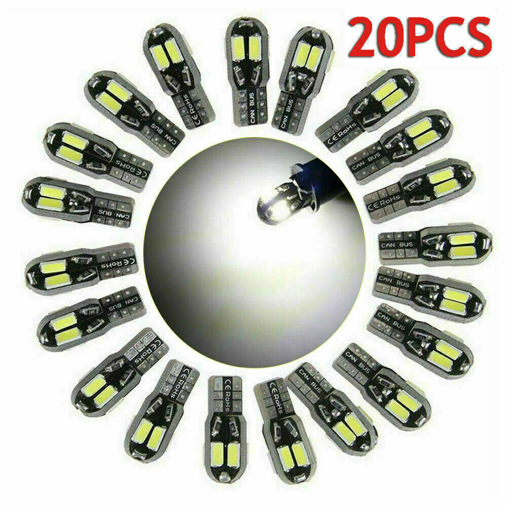 20PC T10 6500K White LED Car Canbus Error Free Light Bulb Lamps 5730 168 194 W5W