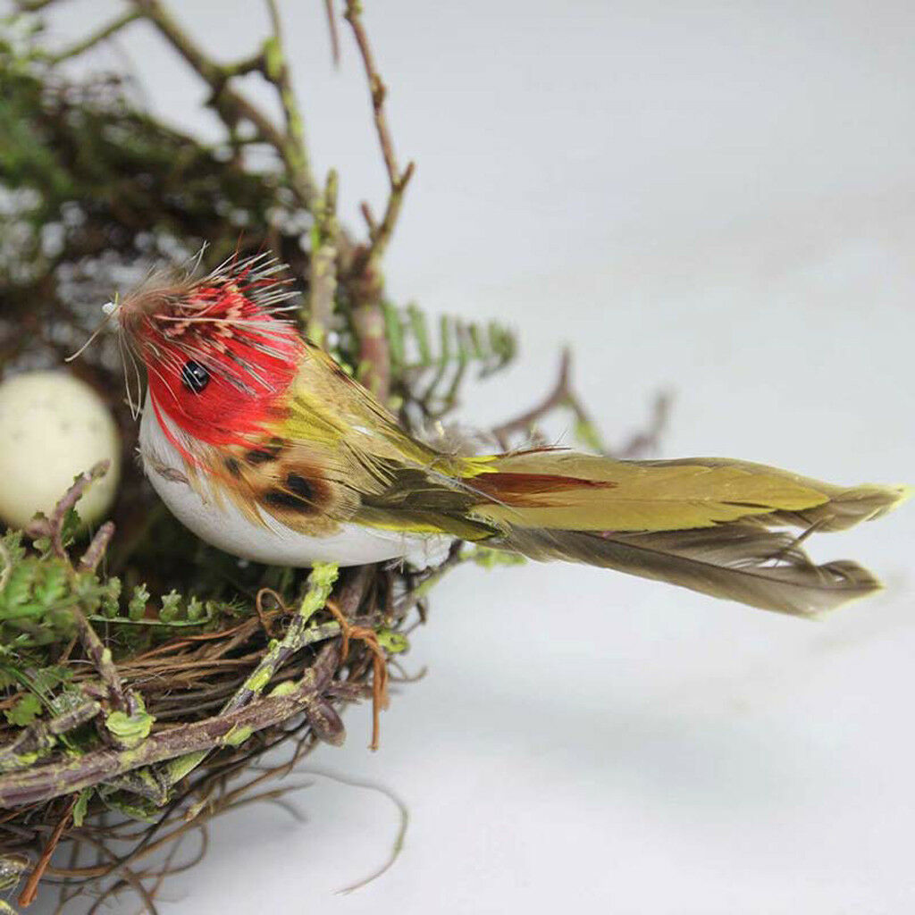 Pack 12Pc Artificial Feather Bird Foam Birds Home Decor Photo Props Colorful