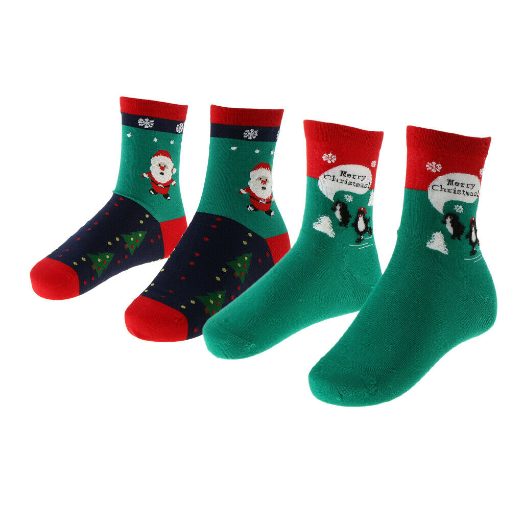 Christmas Socks Santa Claus Gift Xmas Funny Socks Kids Girl Women Green