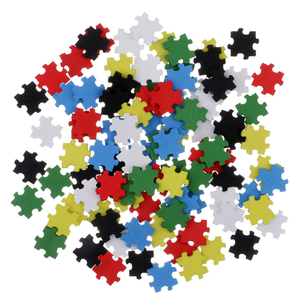 100 Pieces Assorted Wooden Puzzles Educational Toys Decoration Scrapbooking