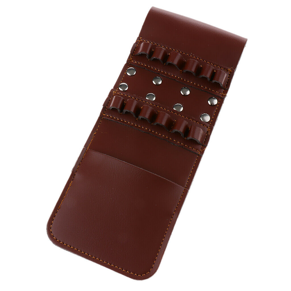 Hunting Archery Leather Arrow Quiver Pocket Holder Bag for 12 Arrow Brown