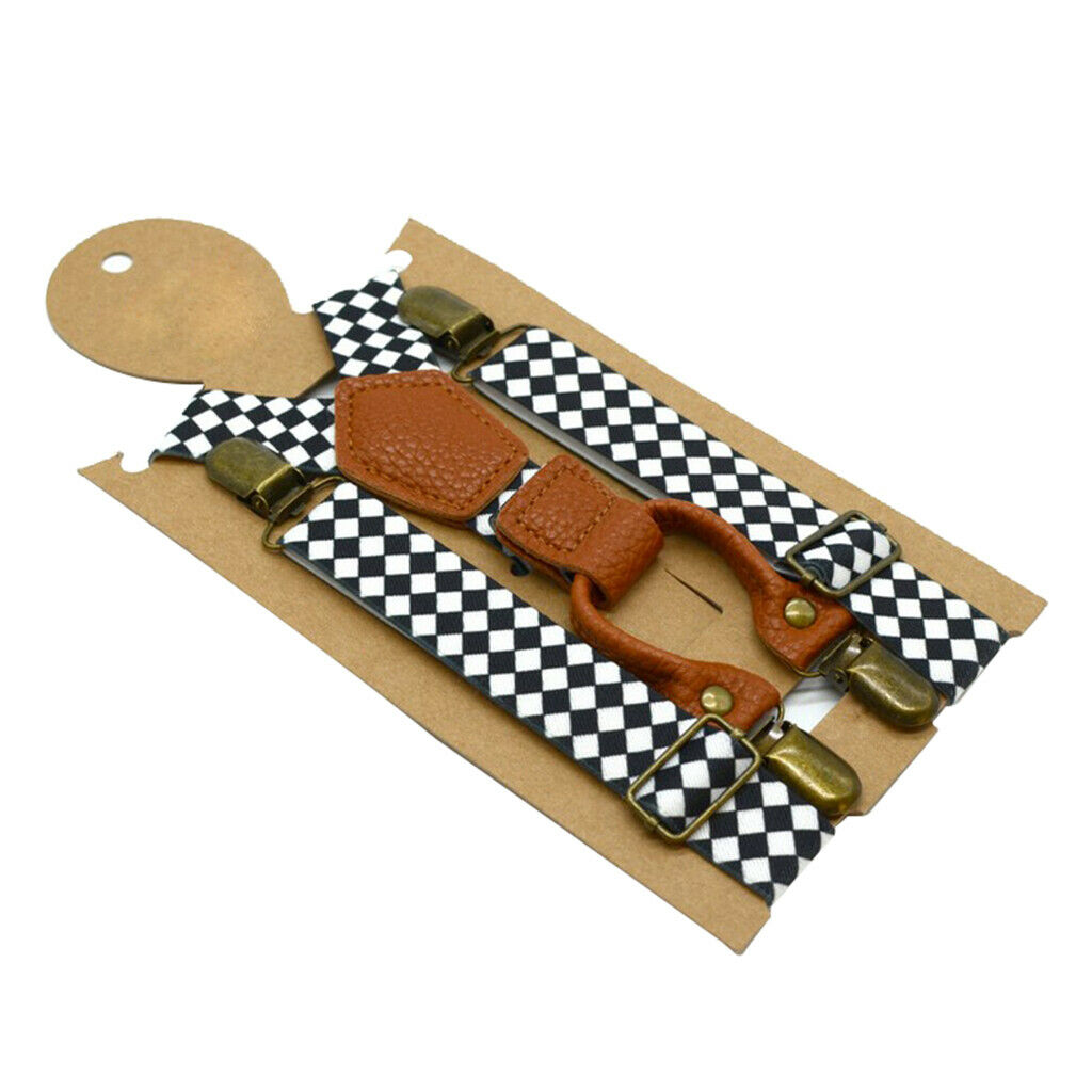 Boys X Shape Suspenders Adjustable Strap Metal Clips Braces Causal Pants