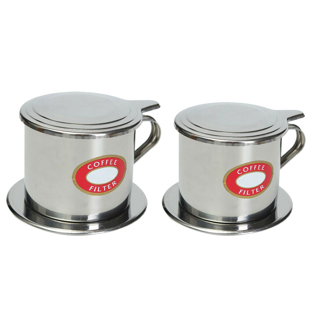2 Pieces Vietnamese Coffee Filter Dripper Set Screw Down Insert 1.7oz 3.4oz