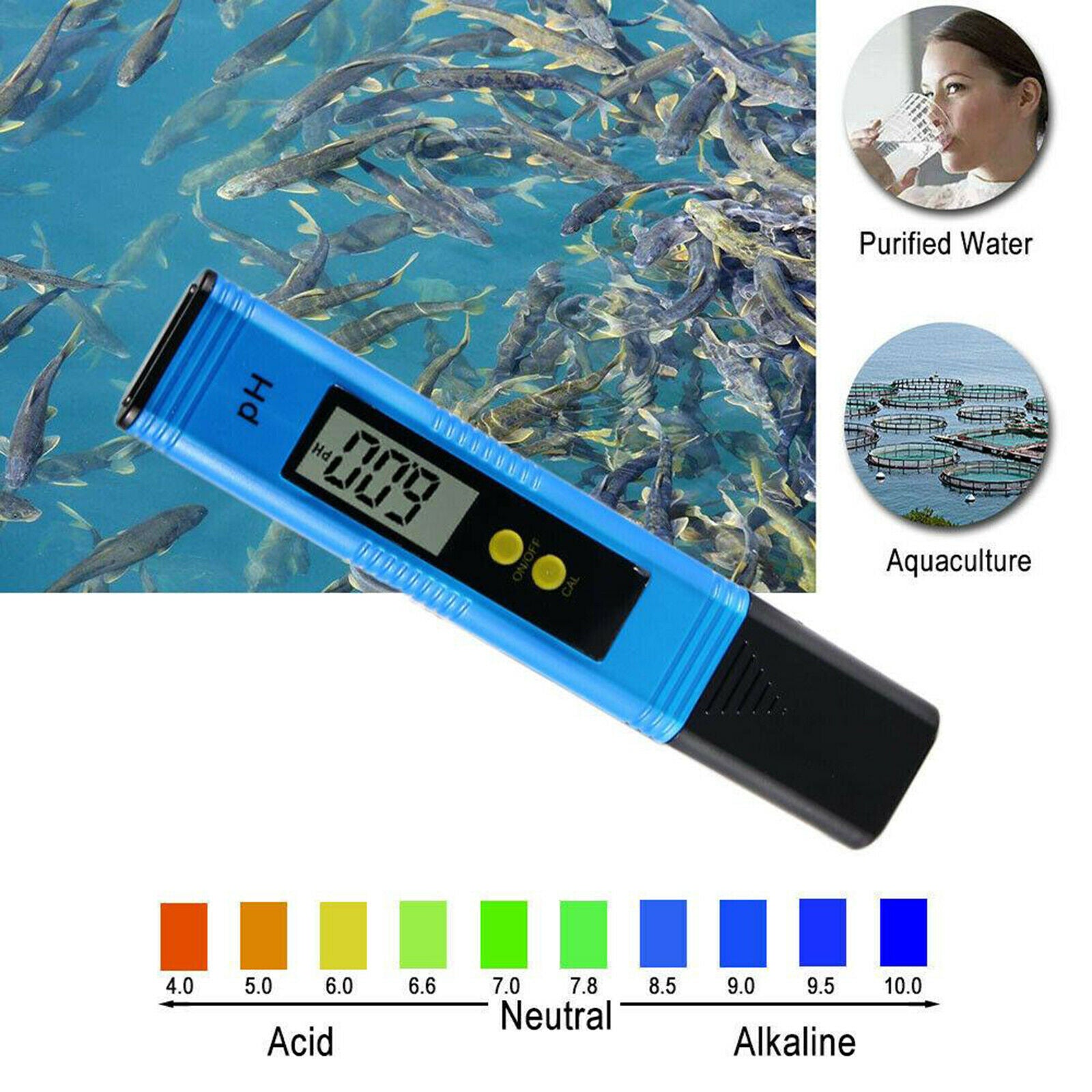 Portable pH Meter High Accuracy pH Tester Pen with Lcd Display for Aquarium