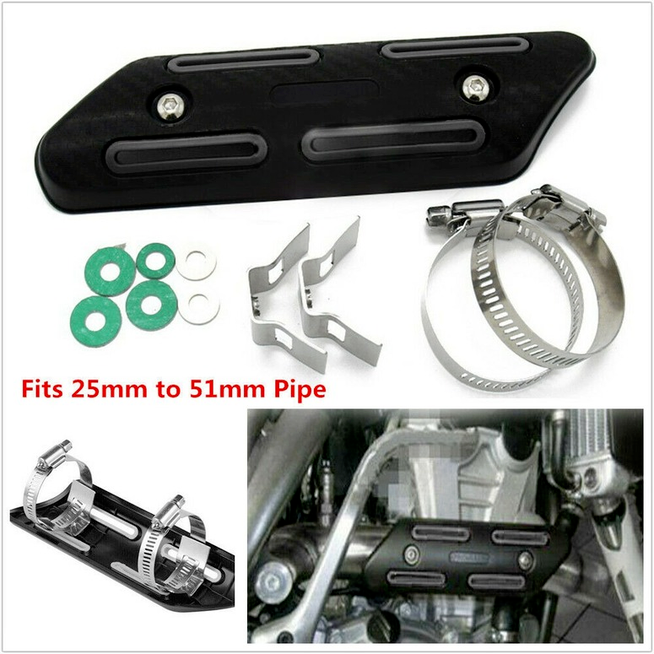 Motorcycle Carbon Fiber Look Exhaust Pipe Cover Protector Heat Resistant Shield