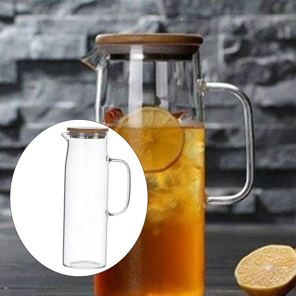 Glass Jug with Dust Cover Large Capacity for Water Iced Tea Coffee 26x8cm A