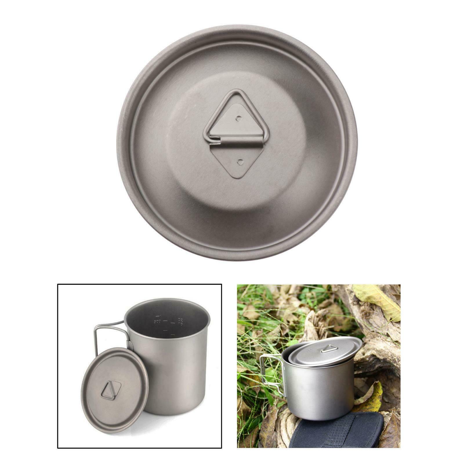 Titanium Alloy Mug Lid Outdoor Backpacking Hiking Leakproof Cup Cover Handle