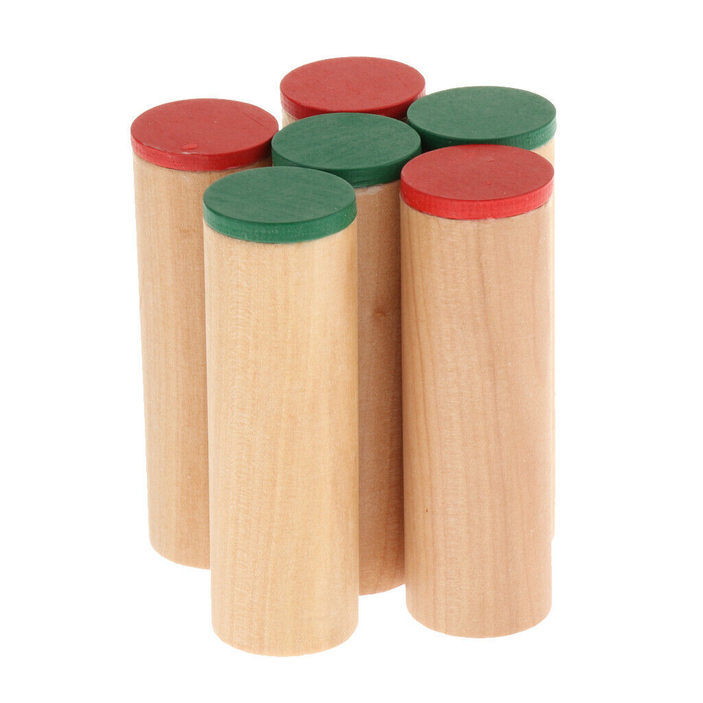 6pcs Wooden   Sensorial Auditory Training Material Sound Cylinders