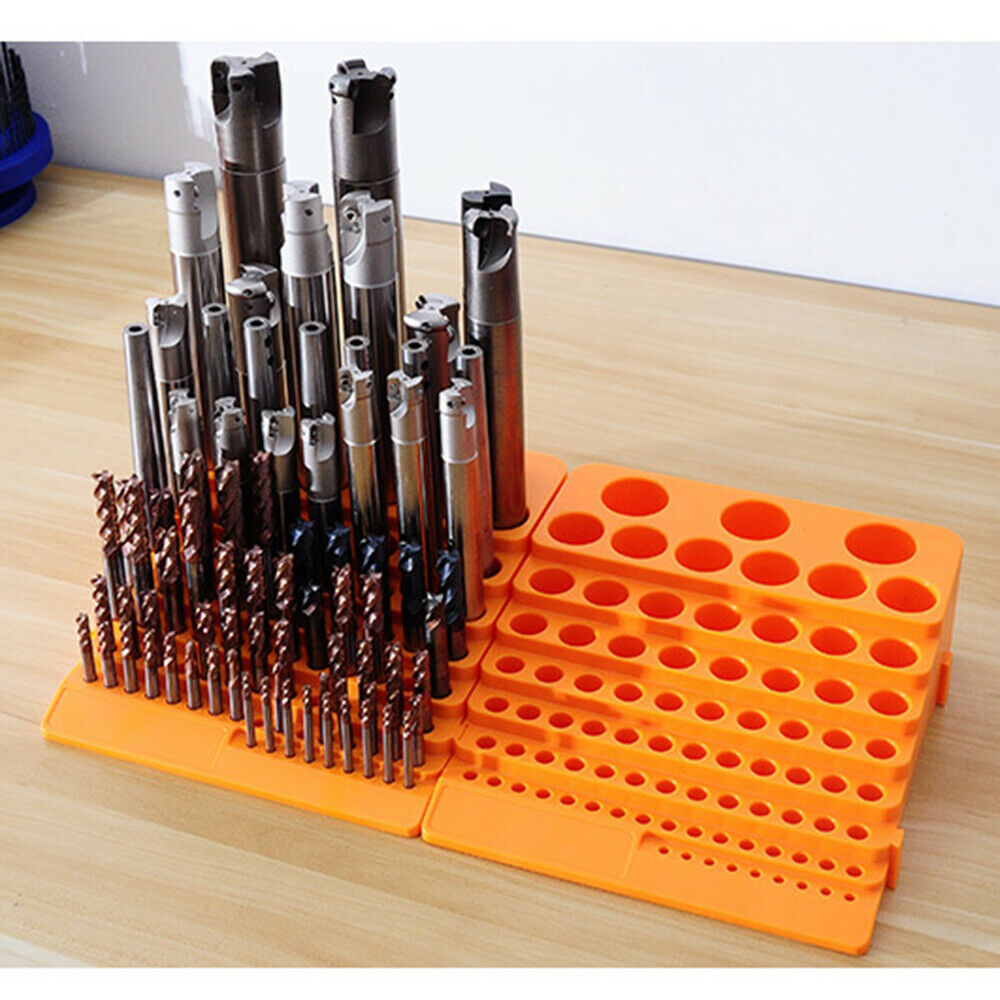 Round Yellow Plastic Drill Bit Storage Case Rotary Tool Rack Saving Space