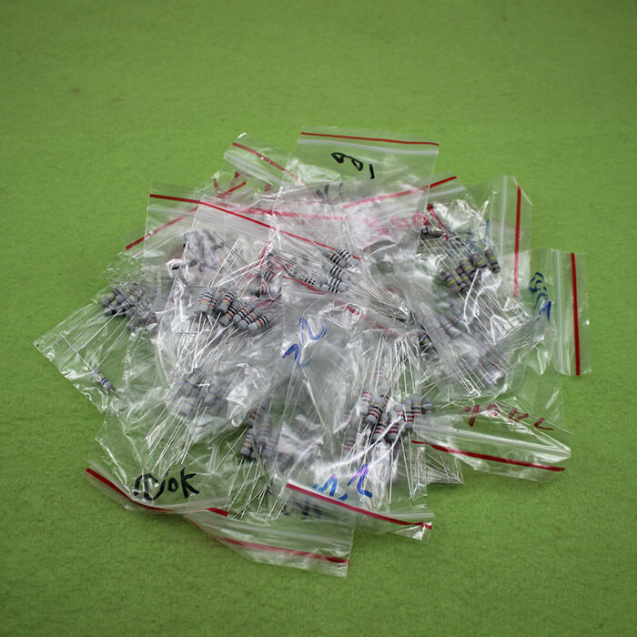 100Pcs 20 Values 10-1M Ohm R 1W 5% Carbon Film Resistor Assortment Kit Assorted