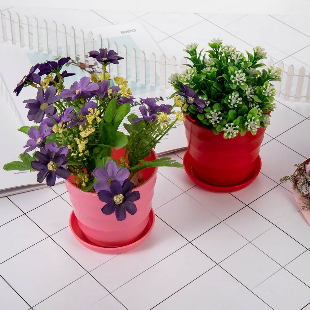 5 Pcs Large Plastic Round Garden Plant Pot Flower Planter Pots Home Garden Decor