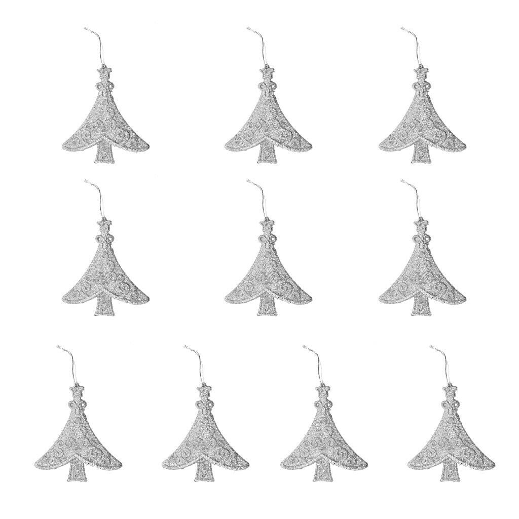 10pcs Glitter Tree Shape Christmas Tree Hanging Decoration