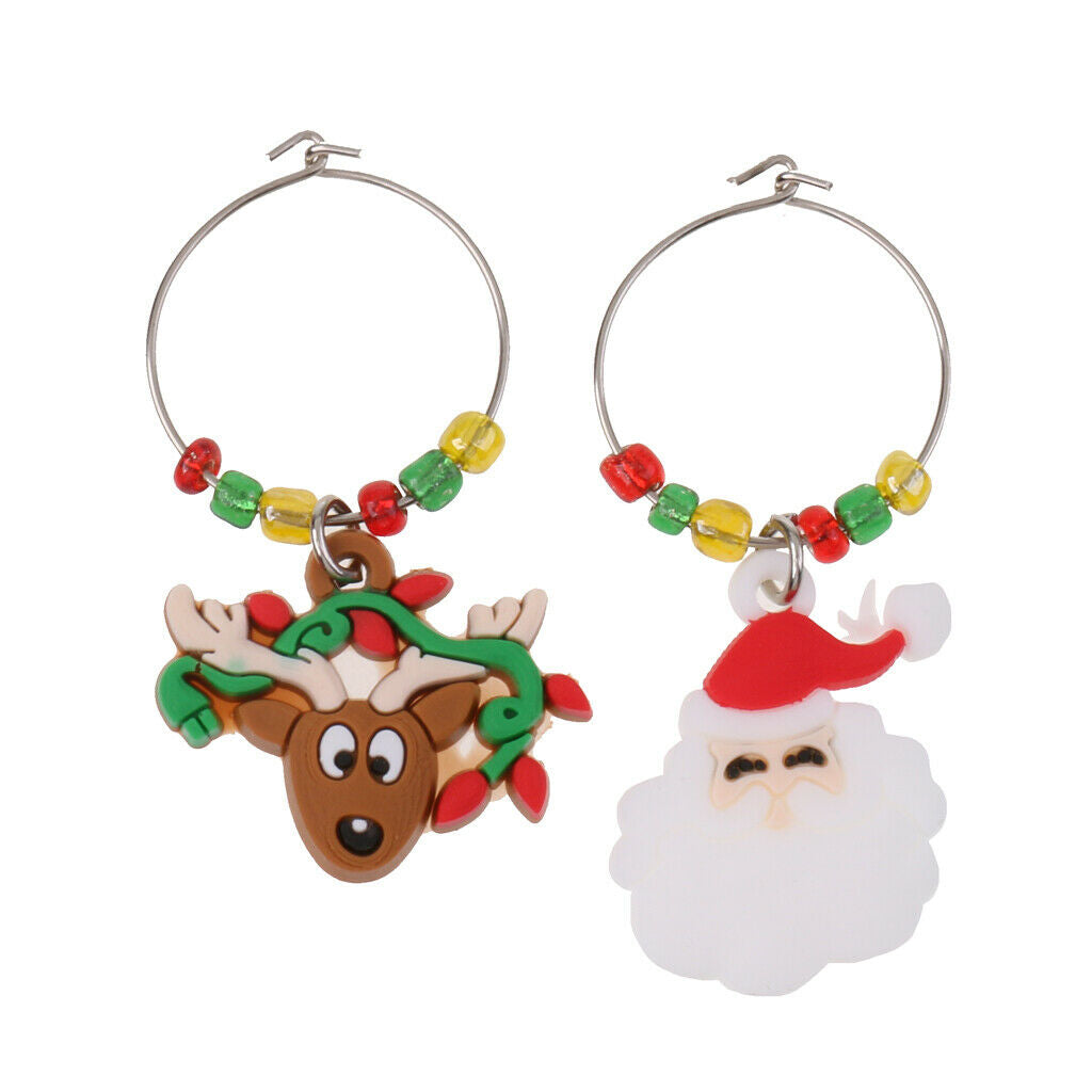 6 Pcs Christmas Wine Glass Charms Hanging Rings Wine Tasting Party Supplies