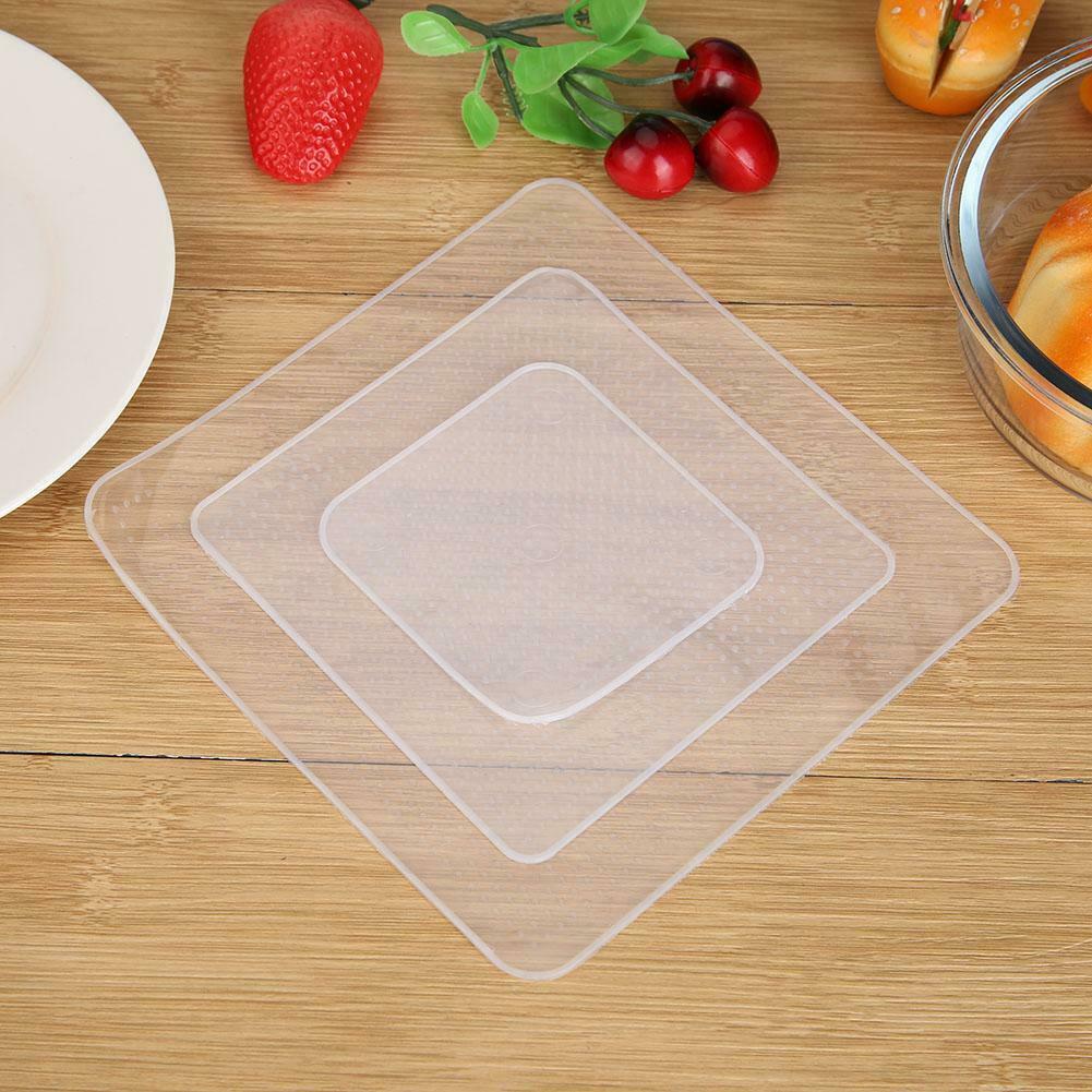 4pcs Multi-function Silicone Stretch Cling Film Saran Wrap Seal Bowl Cover @