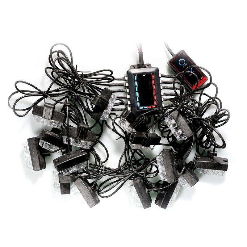 32LED Car SUV's Strobe Emergency Lights Bars Dash Flashing Grille Lamp 16 Bulbs