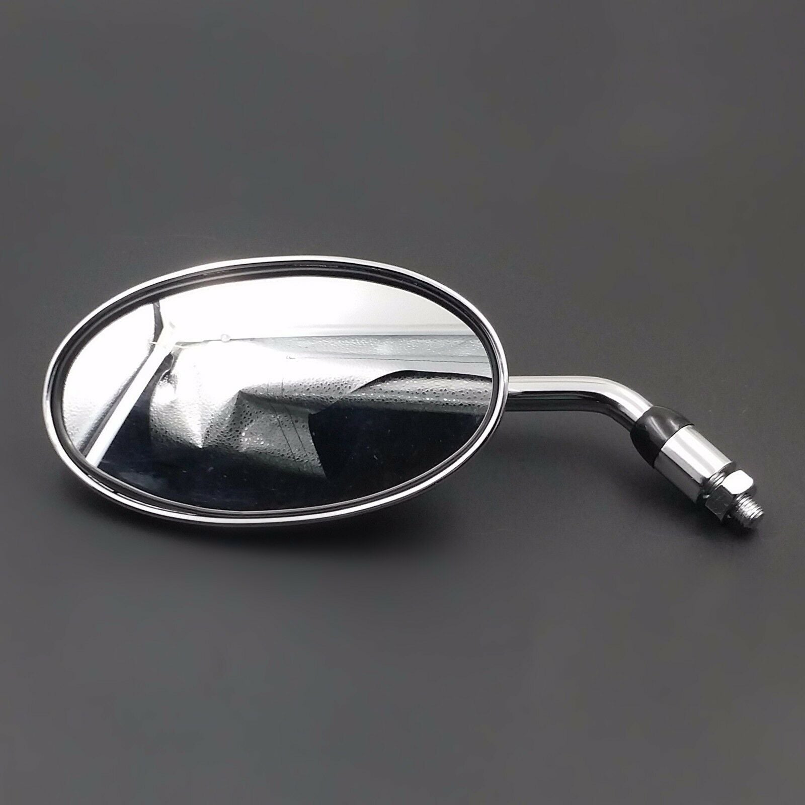 10mm Big Oval Side Rearview Mirror Motorcycle Street Bike Cruiser Chopper Custom
