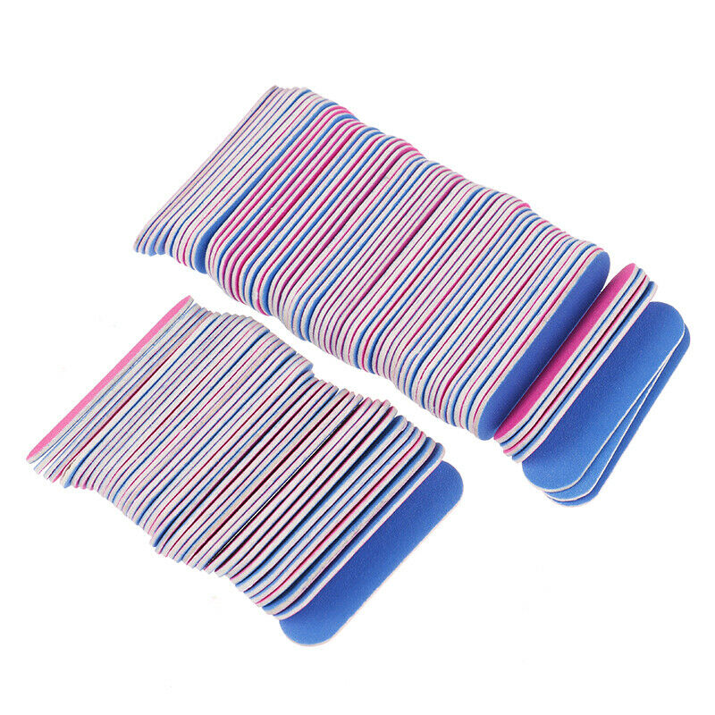 100Pcs Double Side Disposable Nail Buffer Files Sanding Block Grit Nail F EADFA