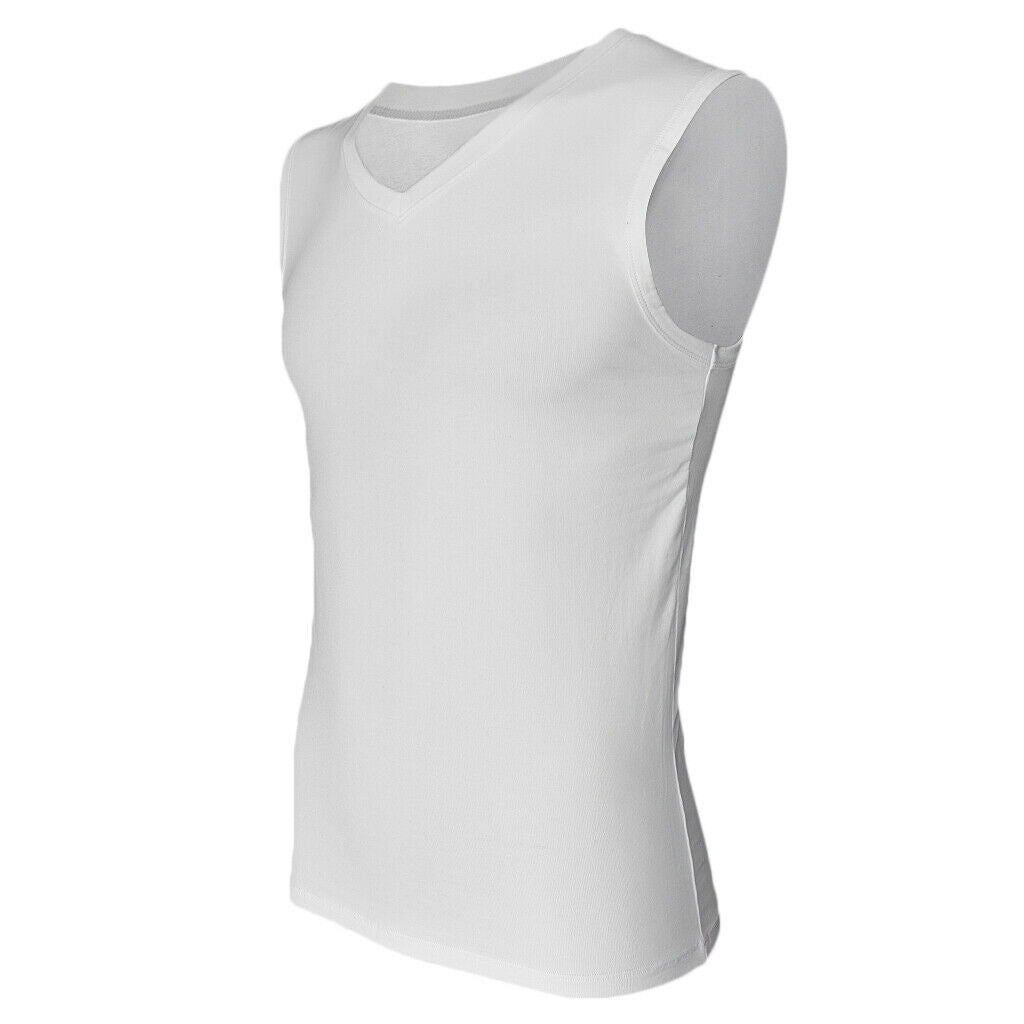Mens Plain Vests Cotton Gym Top Summer Training Tee XL White