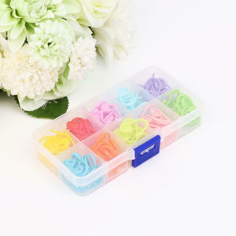 120Pcs Colorful Knitting Stitch Markers Crochet Locking Tool Craft Ring Holder