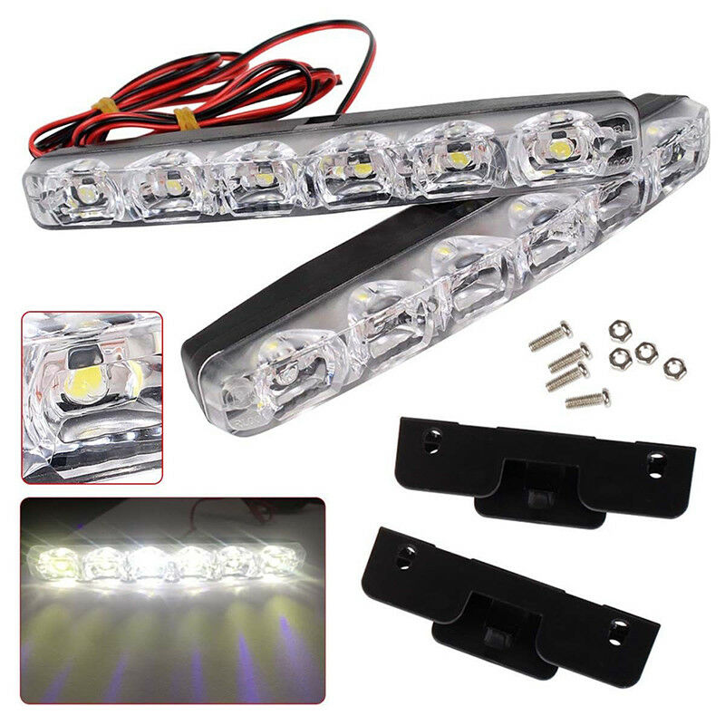 2PCS 12V 6 LED Daytime Running Light DRL Car Fog Day Driving Lamp Lights Kit Kt