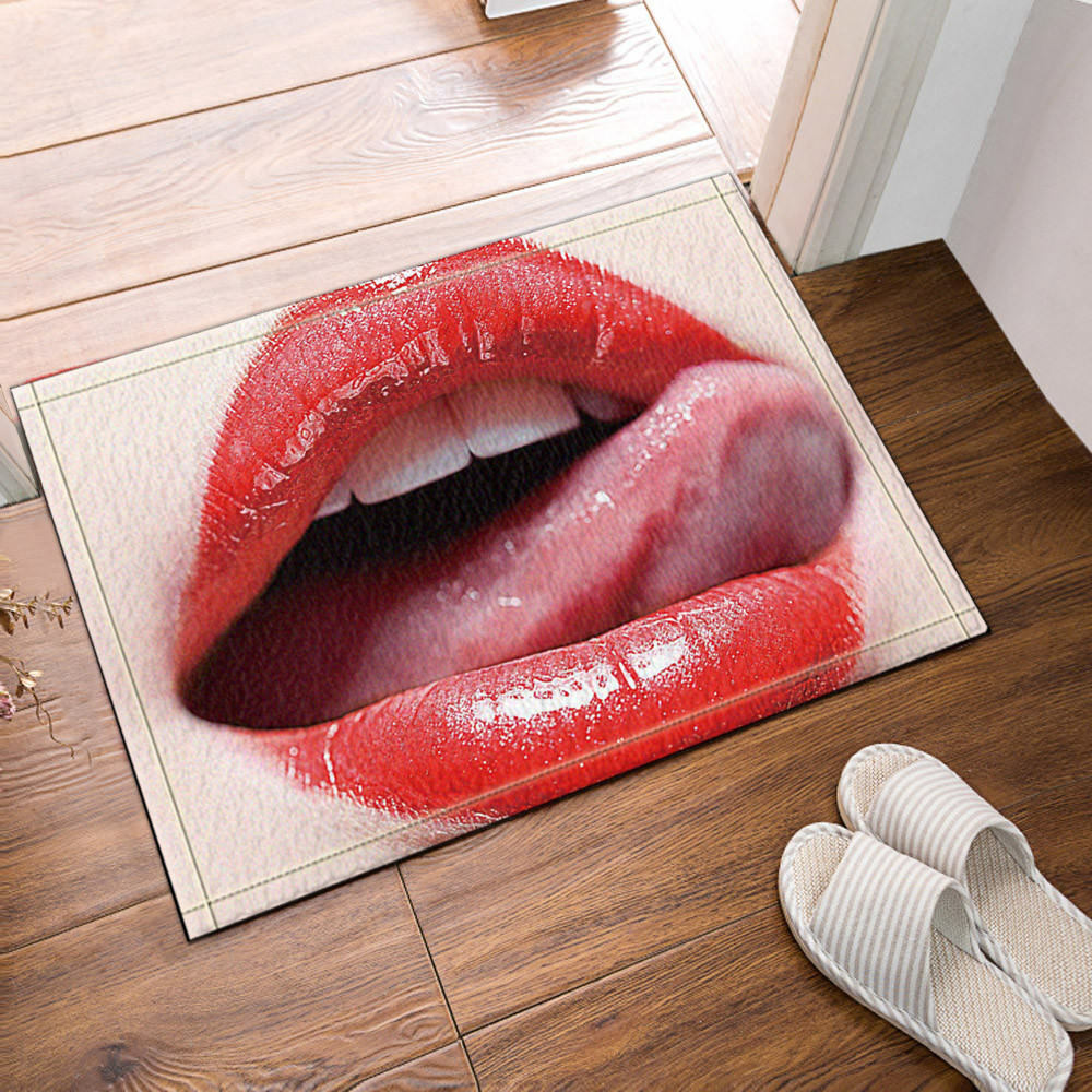Sexy Mouth with Red Lipstick Bath Rug Non-Slip Floor Indoor Front Door Mat 16x24