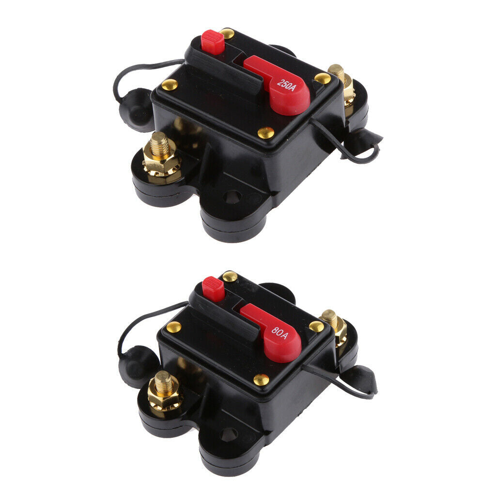 12V 24V Inline Auto Circuit Breaker 80A+250A Manual Reset Boat Accessory