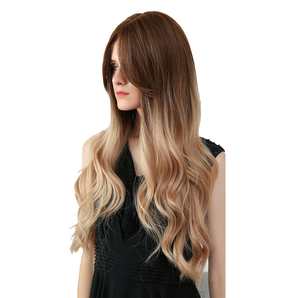 Elegant Charming Female Heat Resistant Body Wave Wig w/ Bangs for Wedding