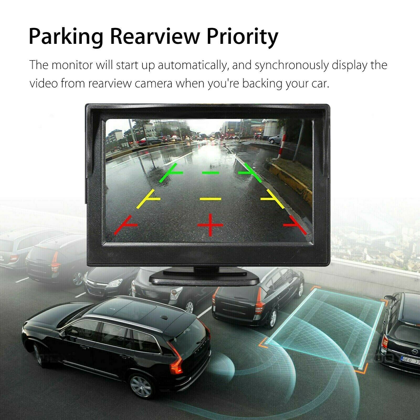 5 inches TFT LCD Car Screen Monitor + Universal 4LED Car Rear View Camera Kit CA