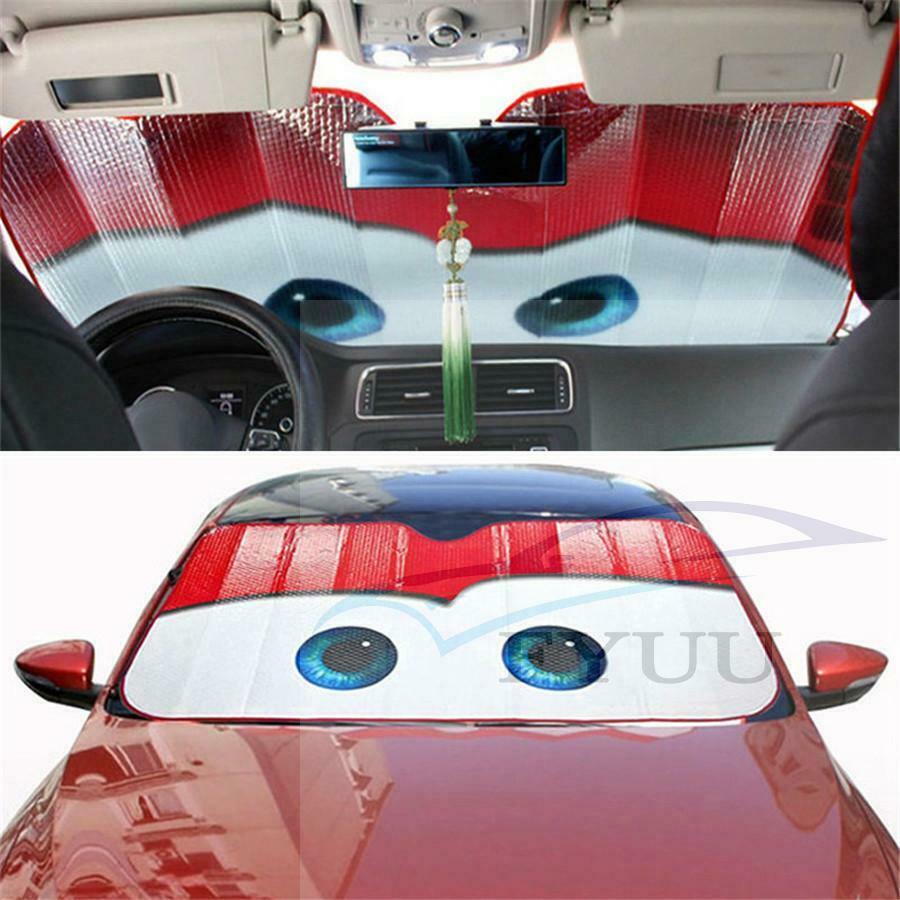 Aluminium Foil Cartoon Car Windshield Sun Shade Big Eyes Front Window Sun Visor