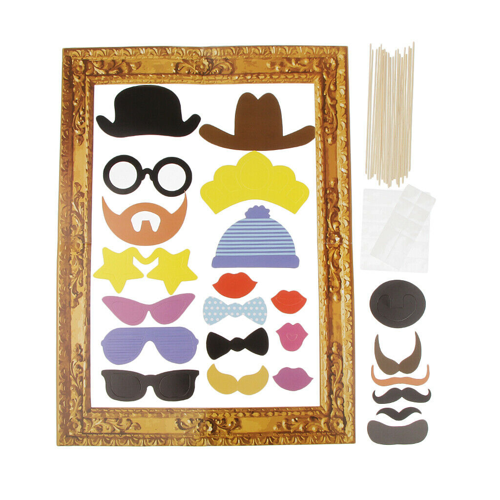 DIY Chalkboard Selfie Frame Photo Booth Props Kits Funny Party Accessories