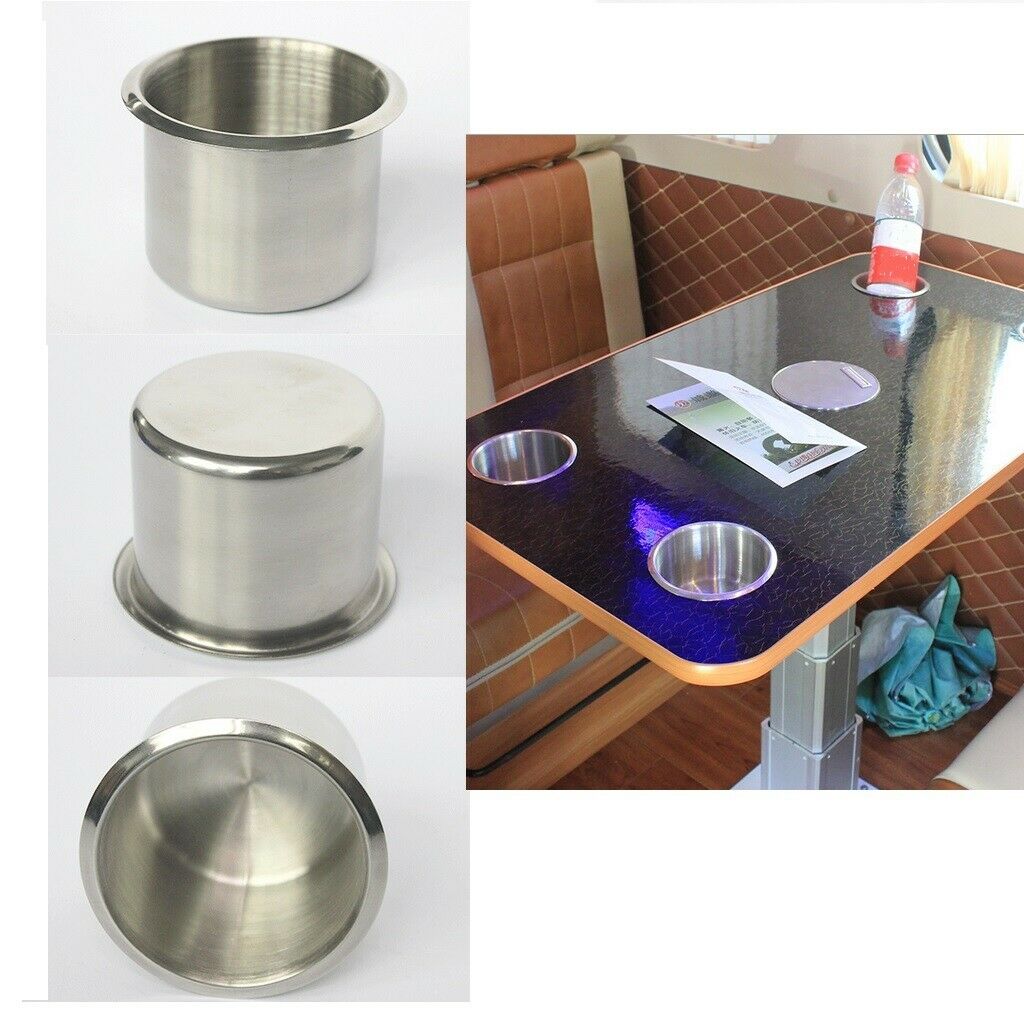 Chrome Polished Cup Drink Holder for Boat RV Game Table Trailer 68x55mm