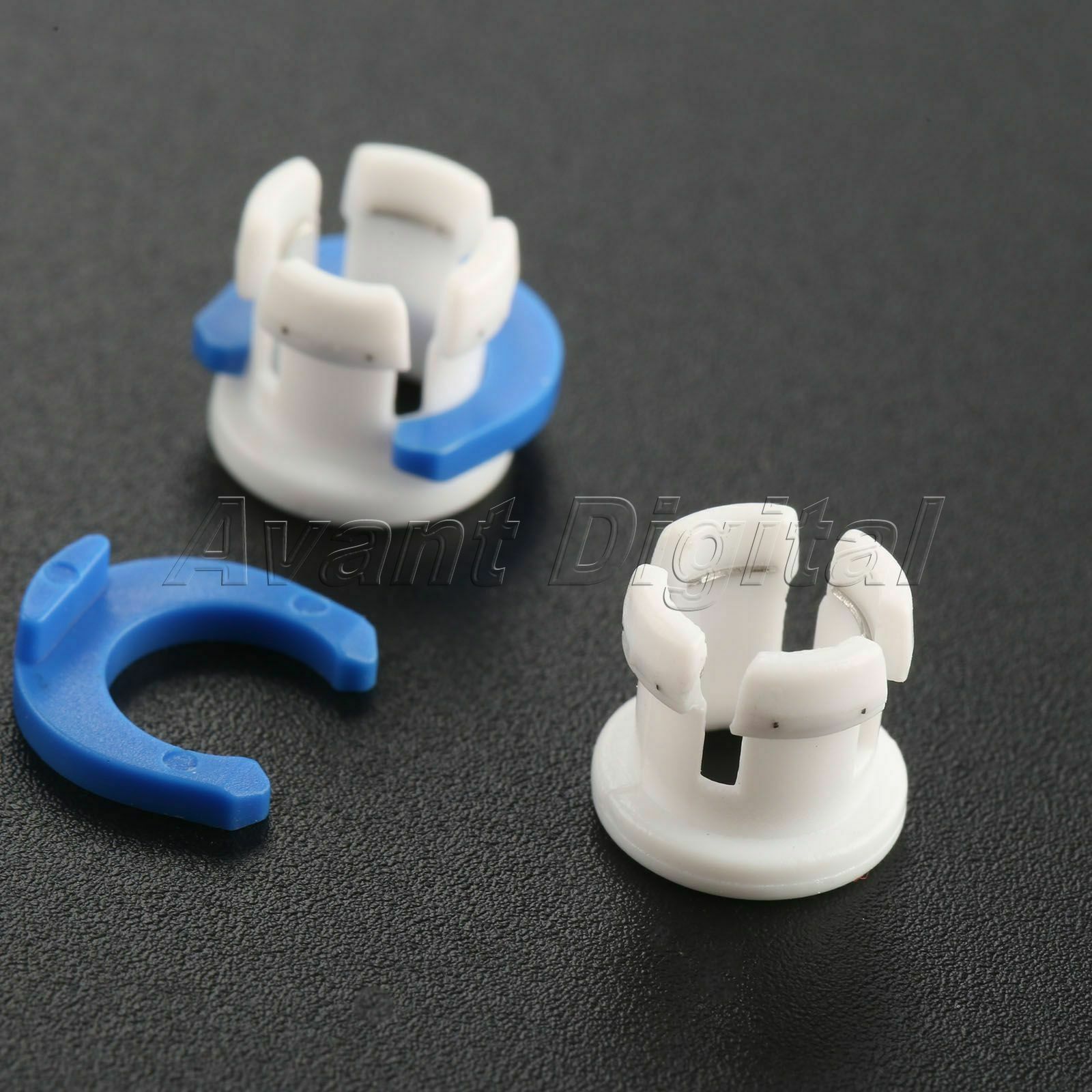 10 set  Durable Plastic Bowden Tube Clamp Clip 10x white clamps + 10x blue clips