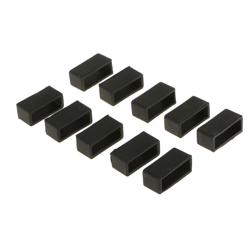 2x 10Pcs Black Rubber Replacement Keeper Loops Watch Band Strap End Holder 20mm