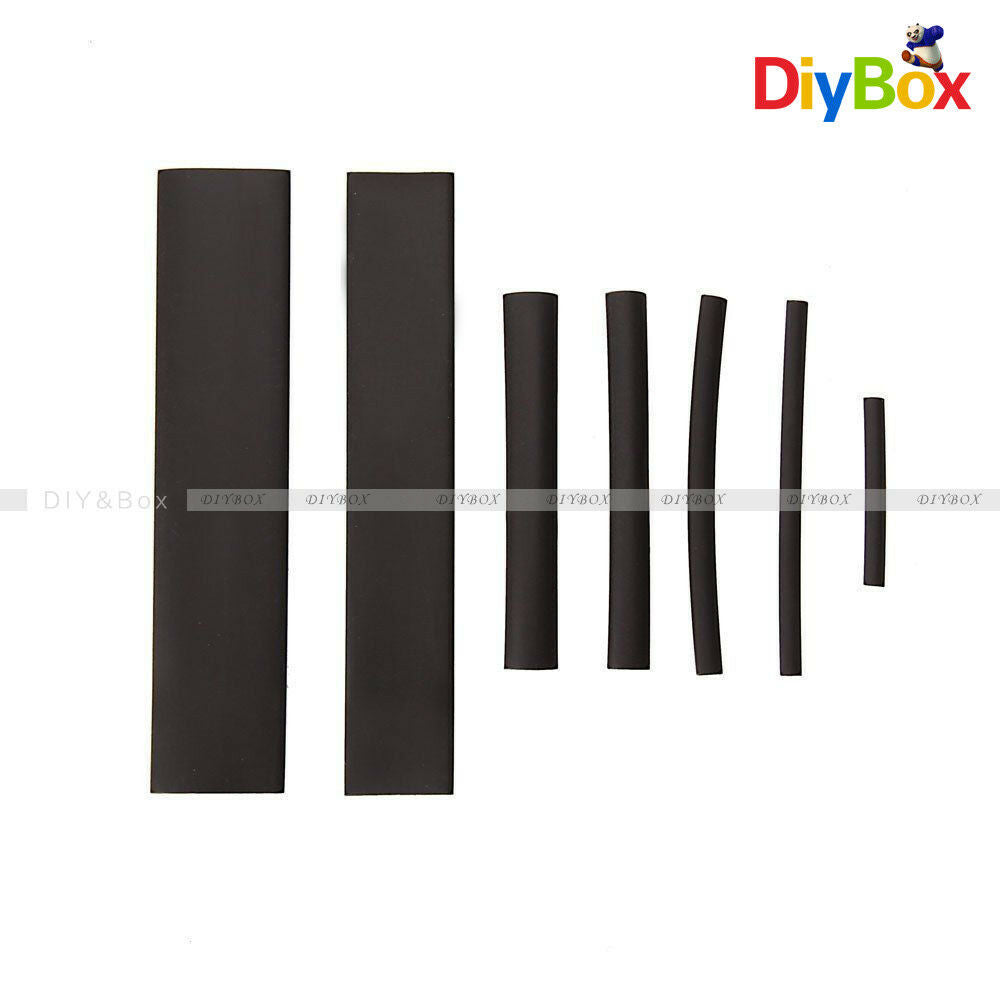 127Pcs2:1Black Polyolefin Heat Shrink Tubing Electrical Cable Sleeve Wire 7 Size