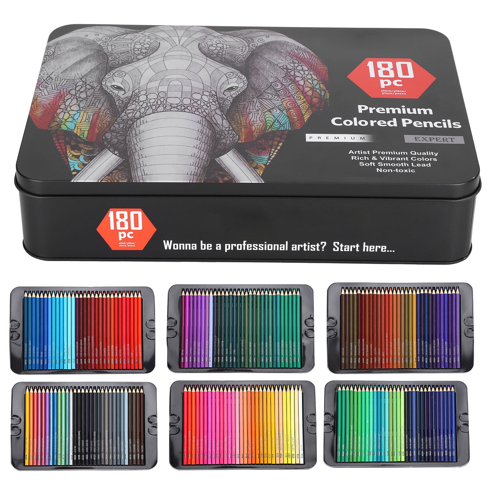 180pcs Color Pencils Set Professional Adults Painting Drawing Sketching Tools