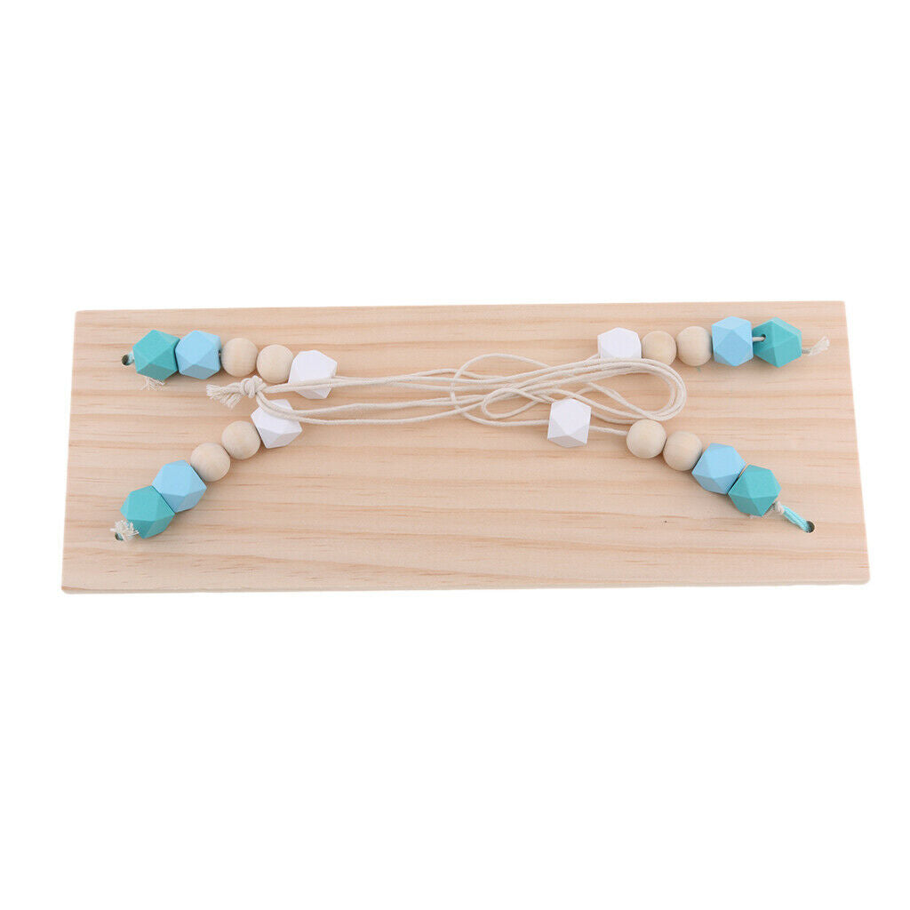 Wall Hanging Wood Swing Floating Shelf Kids Room Blue White Bead Blue Tassel