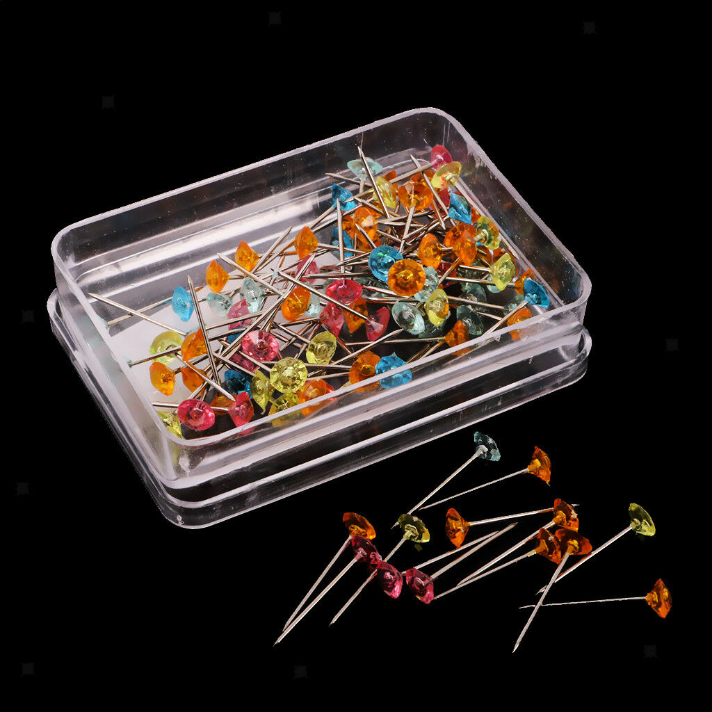 85pcs Colorful Flower Pins Corsages Pins Head Pin Wedding Bouquet Pin in Box