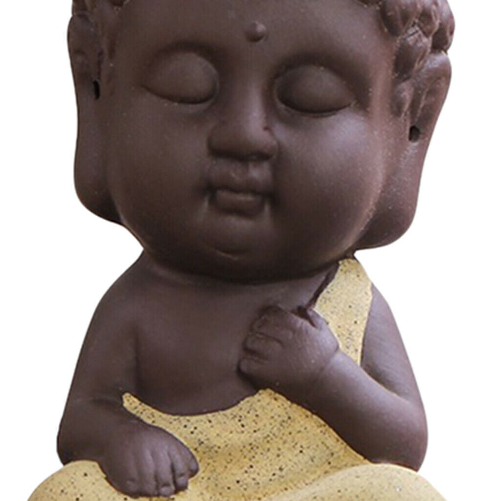 6 Piece Monk Buddha Ceramic Statue Tea Tray Craft
