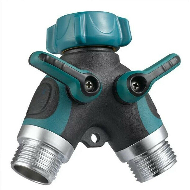 3/4" Metal Body 2 Way Y Shape Garden Water Hose Splitter Bolted Threaded Adapter