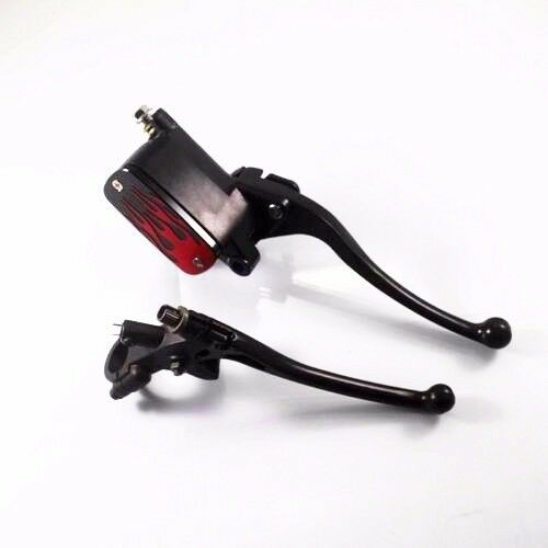 Black Motorbike 7/8" Handlebar Flame Brake Clutch Lever Cafe Racer Old School