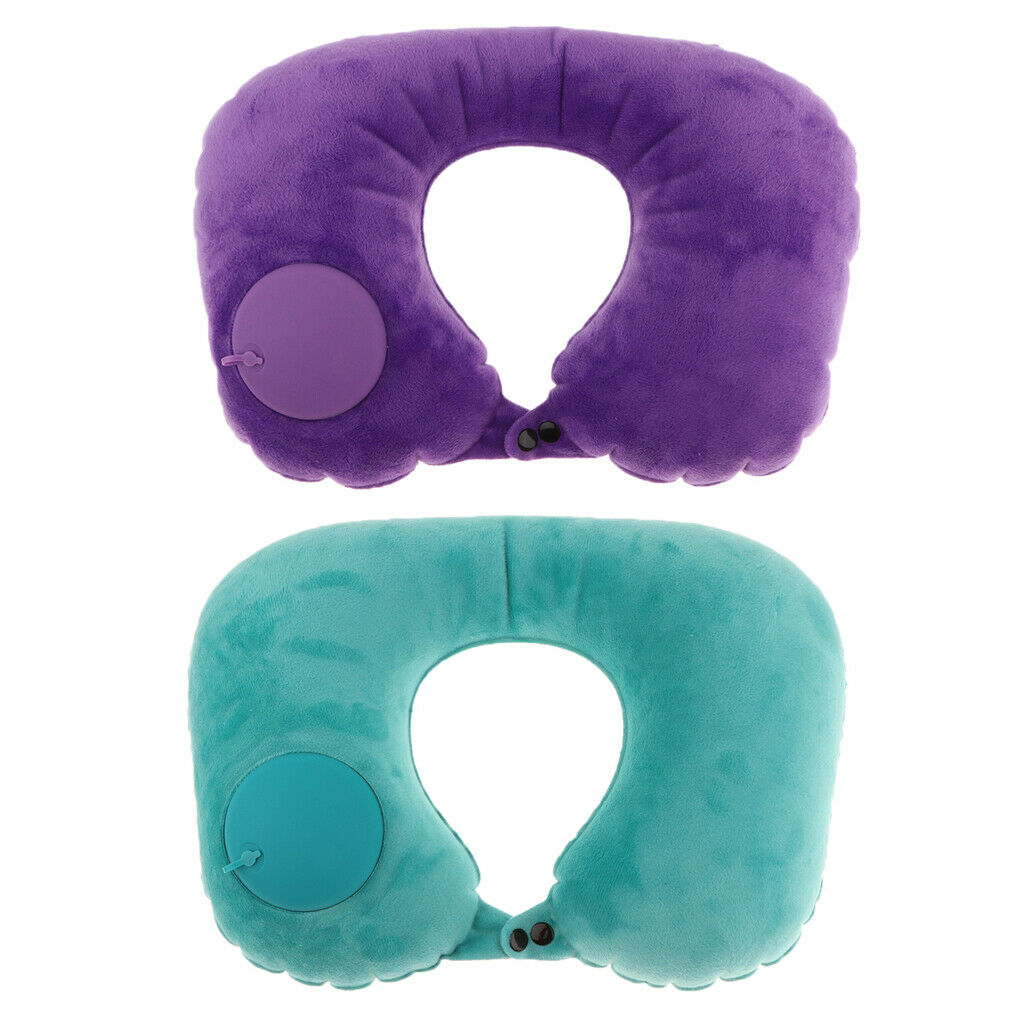 2x Comfortable Inflatable U-shaped Pillow Neck Car  Head