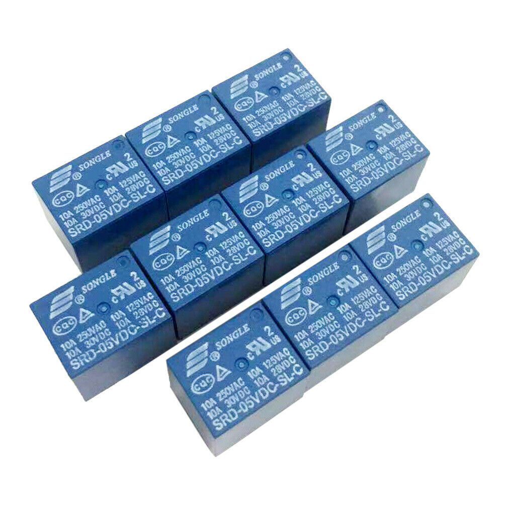 10 Pcs. DC 5V Mini Power Relay, 5Pin, AC250V / AV125V / DC30V / DC28V