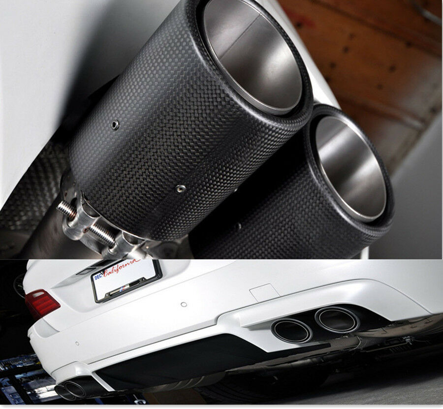 Black 100% Real Carbon Fiber oval Car Exhaust Pipe Muffler End Tips 63mm-89mm
